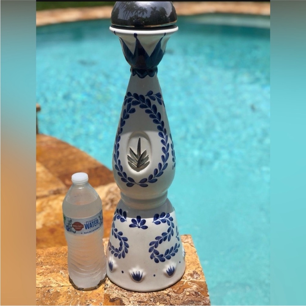 Clase Azul Empty 1.75 Tequila White and Blue Ceramic Bottle Liquor Tall Magnum